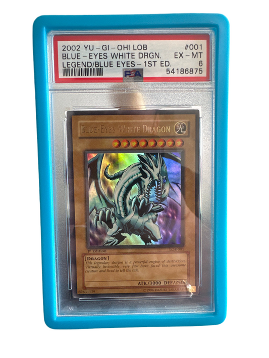 PSA 6 2002 1st Ed Blue Eyes White Dragon LOB-001 (NA Print Wavy)